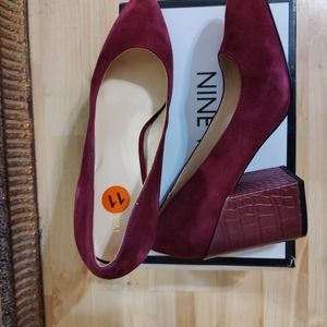 Nine West Burgundy block heels Size  11 New Never Worn Pumps